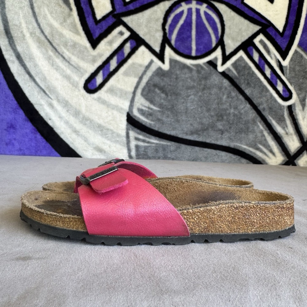 Size 36/W5 - BIRKENSTOCK Madrid Pink Metallic Slide Sandals Birko-Flor Upper